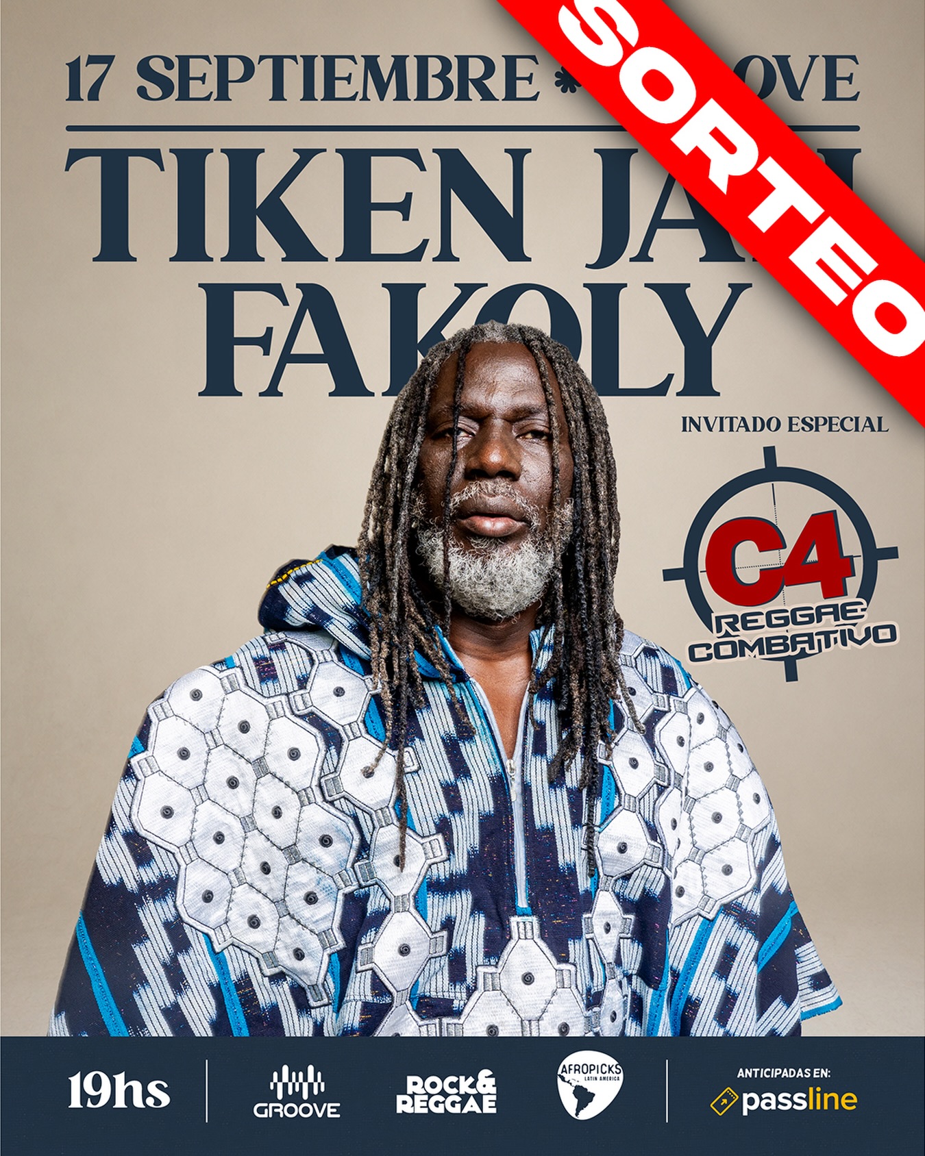 Sorteo de tres pares de entradas para ver a Tiken Jah Fakoly en Groove